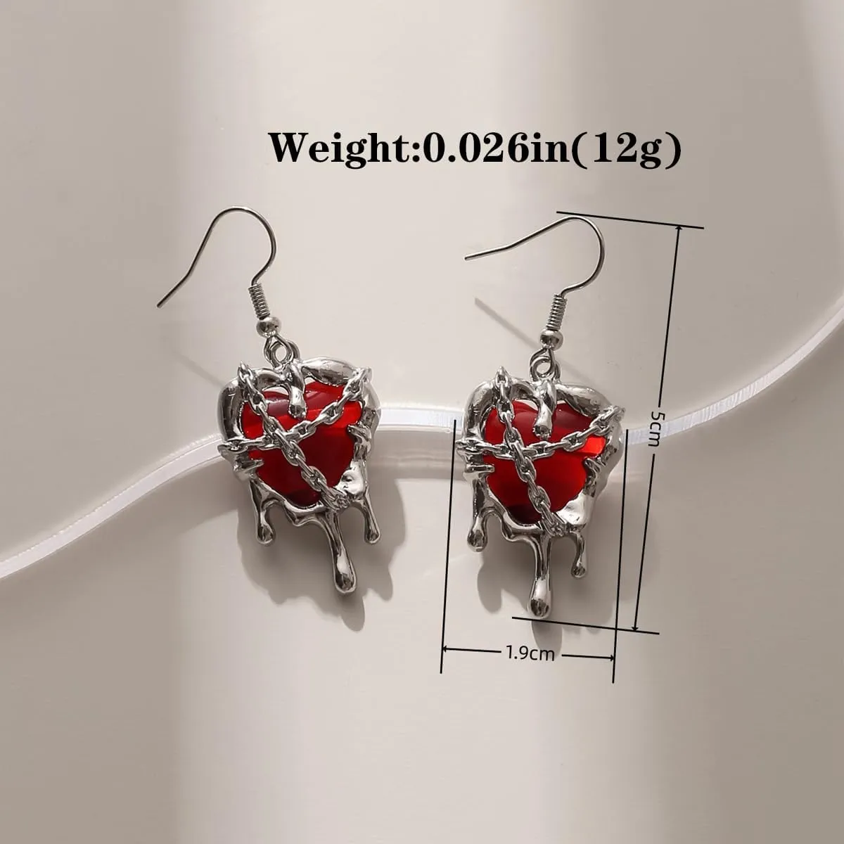 Punk Heart Earrings for Women Y2K Crystal Heart Dangle Earrings Imprison Heart Lava Love Earrings Hypoallergenic Chain Aesthetic Earrings Gothic Jewelry Gifts