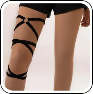 Punk Rave Leg Wraps Metallic Leg Wraps Elastic Rave Leg Strap Dancing Garter Leg Belt Wrap Thigh Garter Wrap Body Jewelry