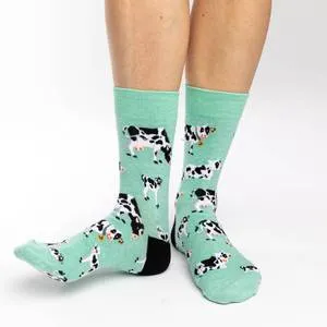"Cows in a Field" Cotton Crew Socks by Good Luck Sock
