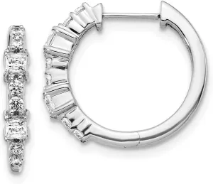 Real 14k White Gold Diamond Hoop Huggie Earrings - 16mm x 17mm (.5 cttw.)