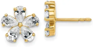 Real 14k Yellow Gold Flower Studs Earrings Moissanite - 10mm x 10mm (2.1 cttw.)