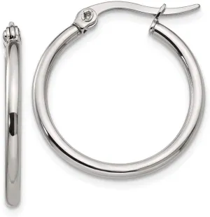 Real Stainless Steel 22mm Diameter Hoop Earrings - 22mm x 2mm