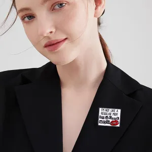 Red Lip Spicy Mom Brooch Cute Lapel Pin for Women Ladies Girls Im Not Like A Regular Mom & Im A Cool Mom Inspirational Personalized Dress Accessories Holiday Jewelry Gift Wife Mother Birthday Xmas