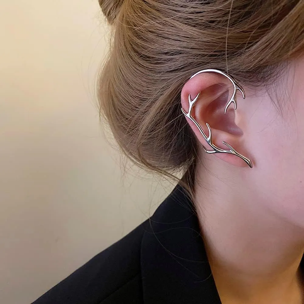 Reffeer Platinum Plated Copper Cartilage Cuff Earring Non Piercing Wraps for Women Clip Ons Earring Climber