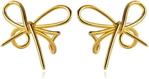 Reffeer Solid 925 Sterling Silver Bow Cuff Earrings Wraps for Women Teens Ribbon Bowknot Cuff Earrings Clip Ons