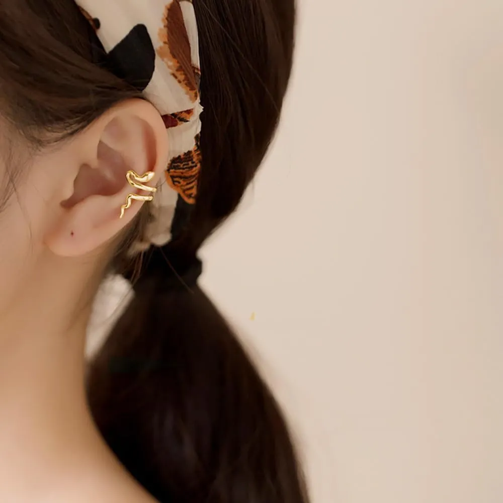 Reffeer Solid 925 Sterling Silver Snake Cuff Earrings No Piercing Wraps for Women Teens Snake Clip On Earrings Crawler