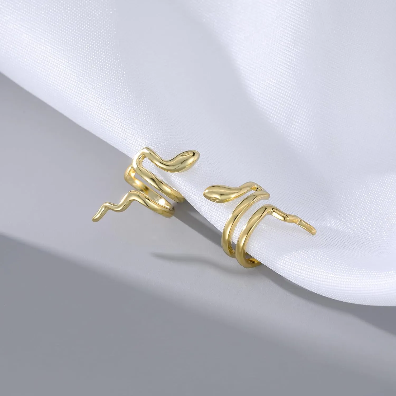 Reffeer Solid 925 Sterling Silver Snake Cuff Earrings No Piercing Wraps for Women Teens Snake Clip On Earrings Crawler