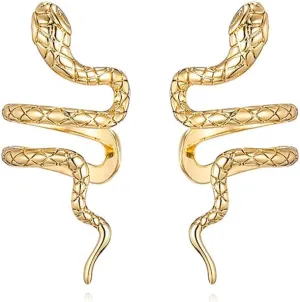 Reffeer Solid 925 Sterling Silver Snake Cuff Earrings Wraps for Women Teens Snake Crawler Cuff Earrings No Piercing