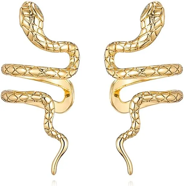 Reffeer Solid 925 Sterling Silver Snake Cuff Earrings Wraps for Women Teens Snake Crawler Cuff Earrings No Piercing