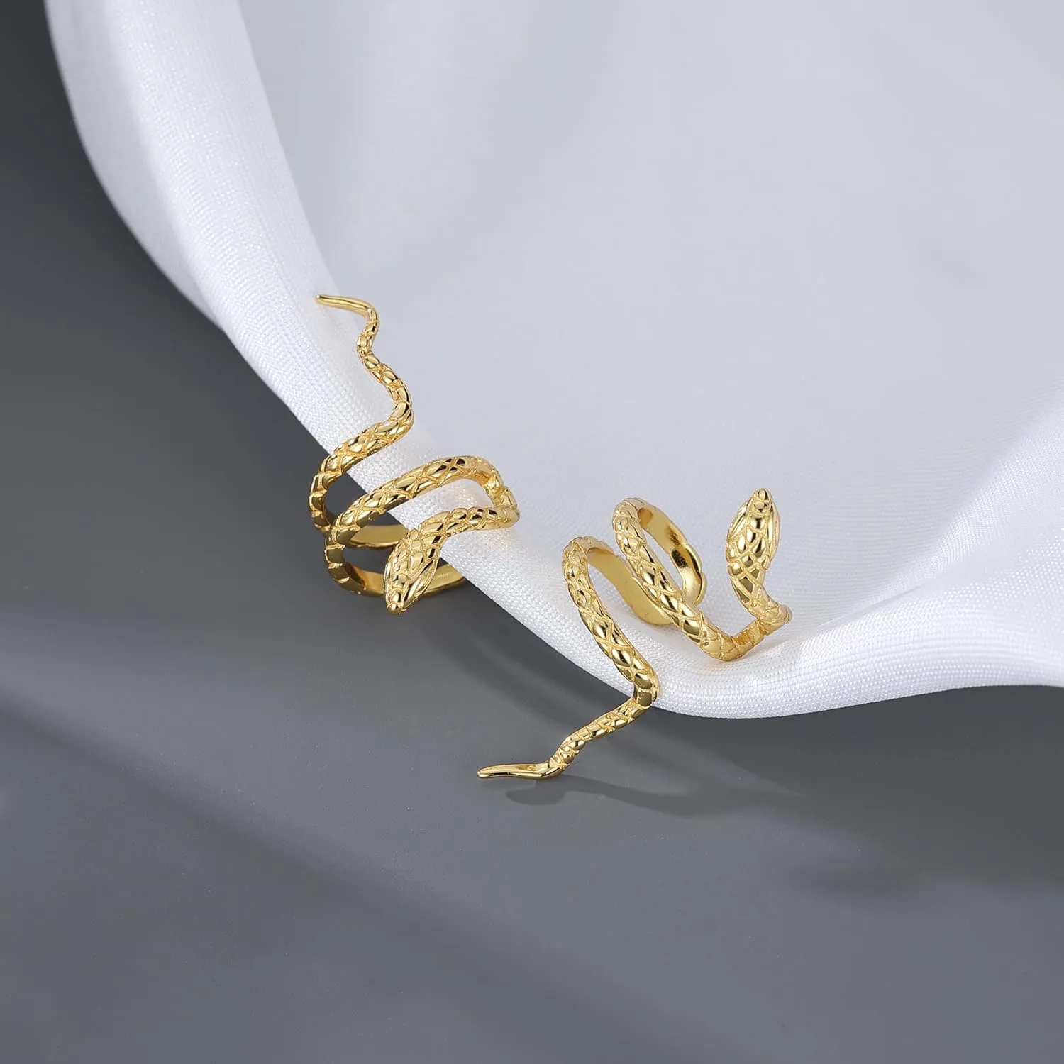 Reffeer Solid 925 Sterling Silver Snake Cuff Earrings Wraps for Women Teens Snake Crawler Cuff Earrings No Piercing