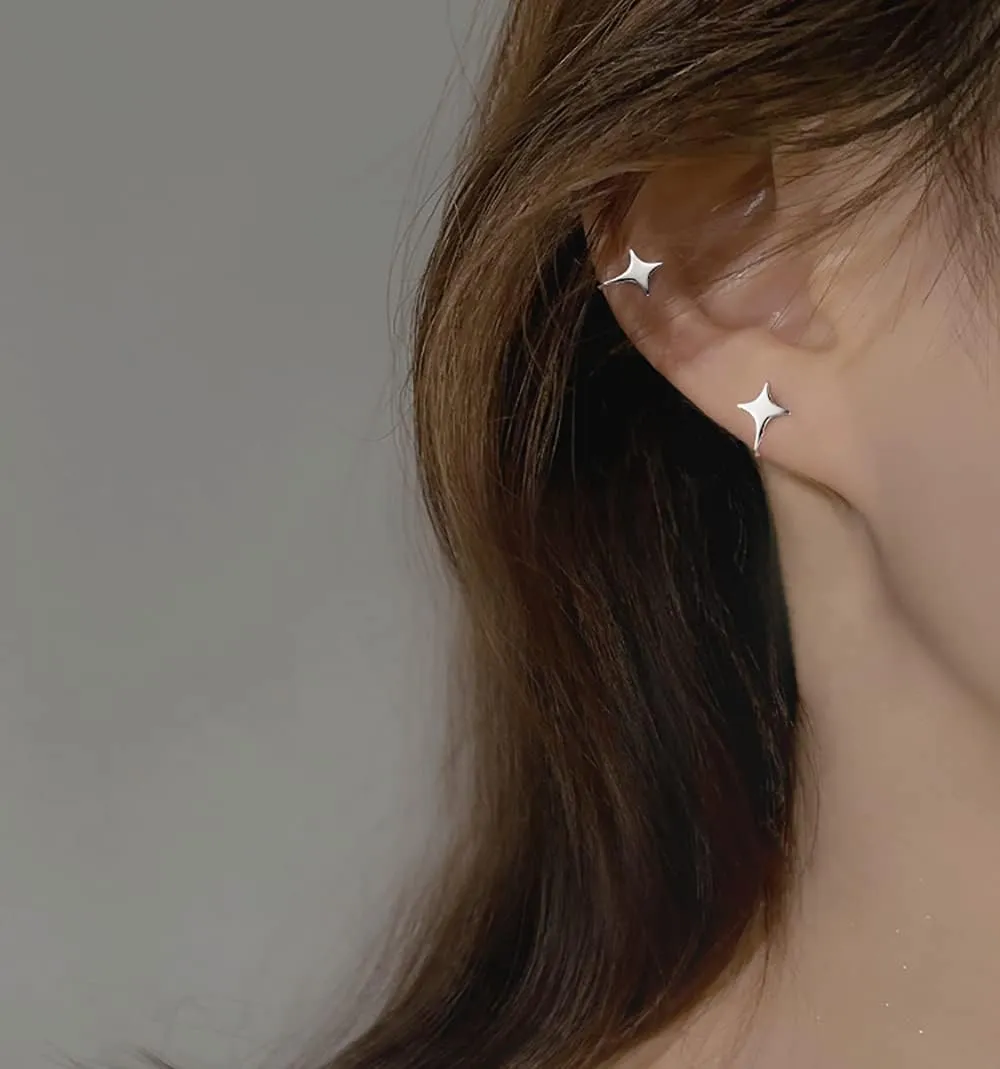 Reffeer Solid 925 Sterling Silver Star Cuff Earrings Cartilage Wraps for Women Teens Helix Earrings Star Clip On Earrings No Piercing