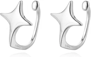 Reffeer Solid 925 Sterling Silver Star Cuff Earrings Cartilage Wraps for Women Teens Helix Earrings Star Clip On Earrings No Piercing