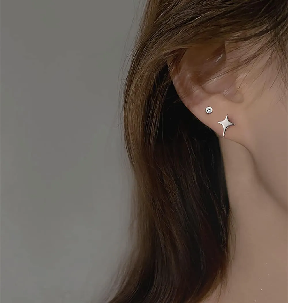 Reffeer Solid 925 Sterling Silver Star Cuff Earrings Cartilage Wraps for Women Teens Helix Earrings Star Clip On Earrings No Piercing