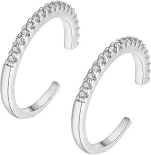 Rhinestone Earrings For Women, Ear Cuff Earrings with Round Cubic Zirconia Earrings