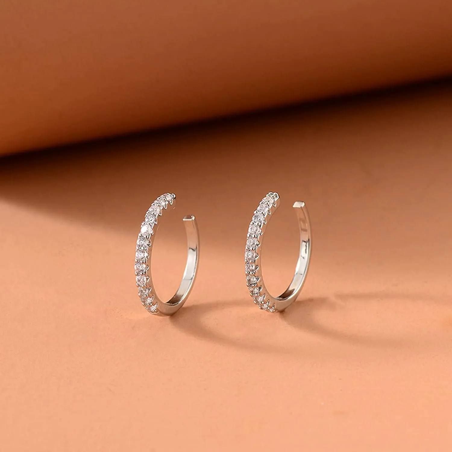 Rhinestone Earrings For Women, Ear Cuff Earrings with Round Cubic Zirconia Earrings
