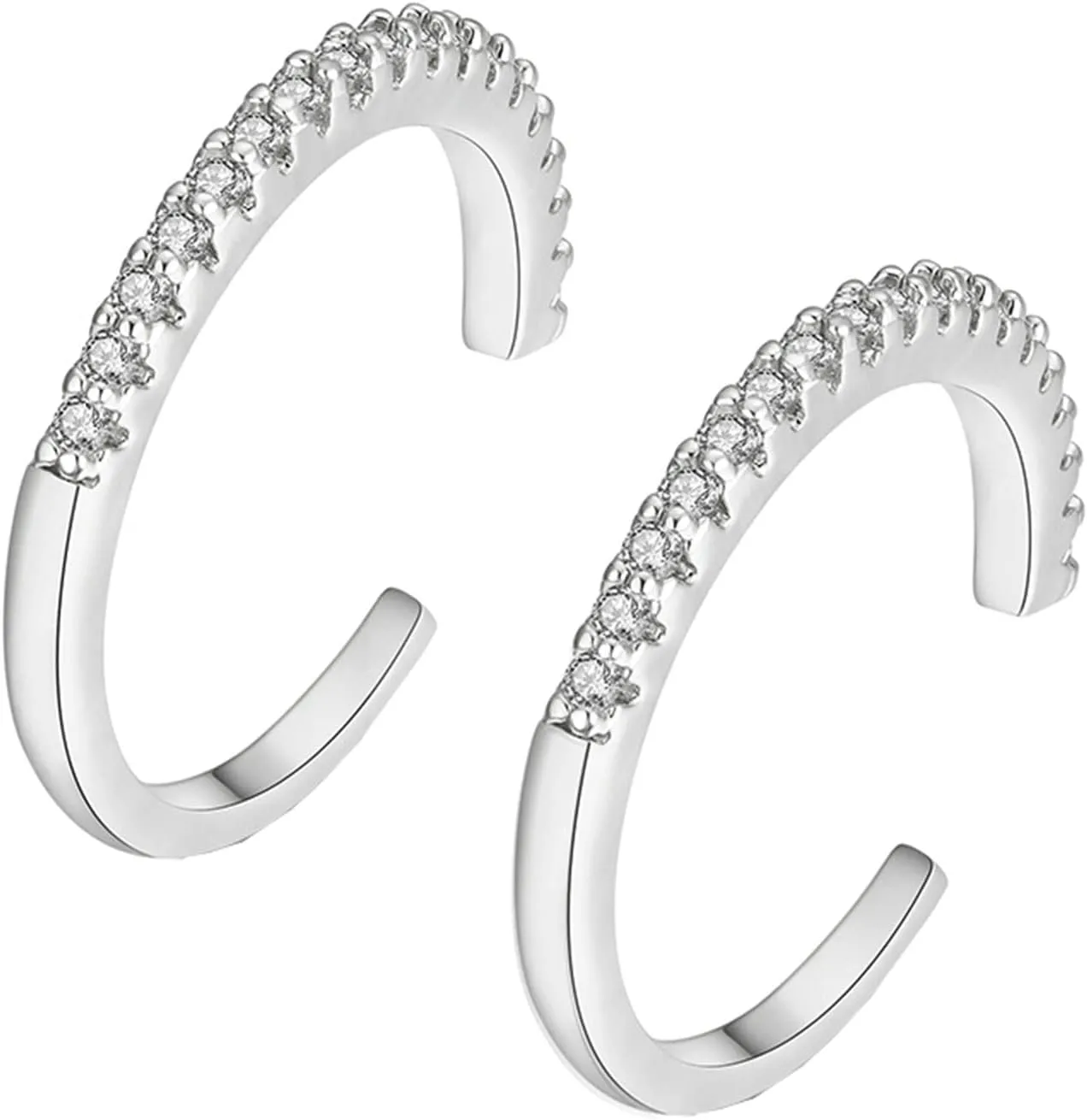 Rhinestone Earrings For Women, Ear Cuff Earrings with Round Cubic Zirconia Earrings