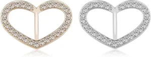 ROFARSO 2Pics Love Heart Shaped Scarf Ring Buckle for Women Fashion Rhinestone Crystal Jewelry Scarf Clasp Clips Accessories for Shawl Scarf Shirt