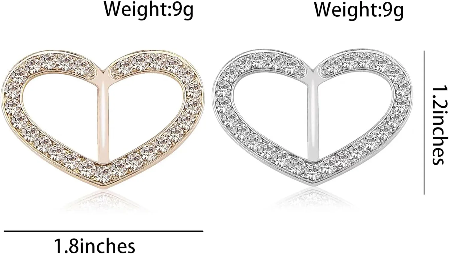 ROFARSO 2Pics Love Heart Shaped Scarf Ring Buckle for Women Fashion Rhinestone Crystal Jewelry Scarf Clasp Clips Accessories for Shawl Scarf Shirt