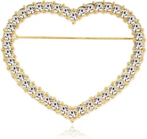 ROFARSO Heart Brooch Pins for Women Feminist Fashion Jewelry with Rhinestone Crystal, Accessory for Shawl Scarf Buckle Sweater Cardigan, Gift for Women Mother Bride Girl