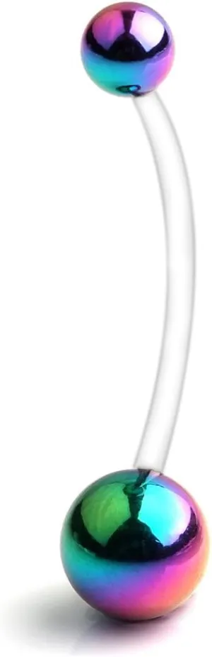 Ruifan Pregnancy Sport Maternity Flexible Bioplast Belly Navel Button Ring Retainer 14G 1 1/2Inch (38mm)