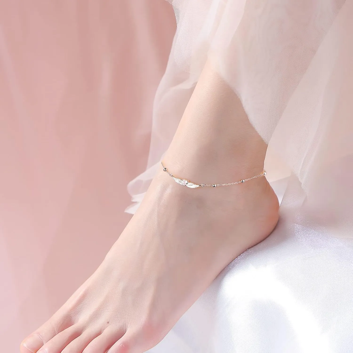 S925 Sterling Silver Anklets Adjustable Beach Foot Ankle Bracelet Jewelry Gifts For Women Girls