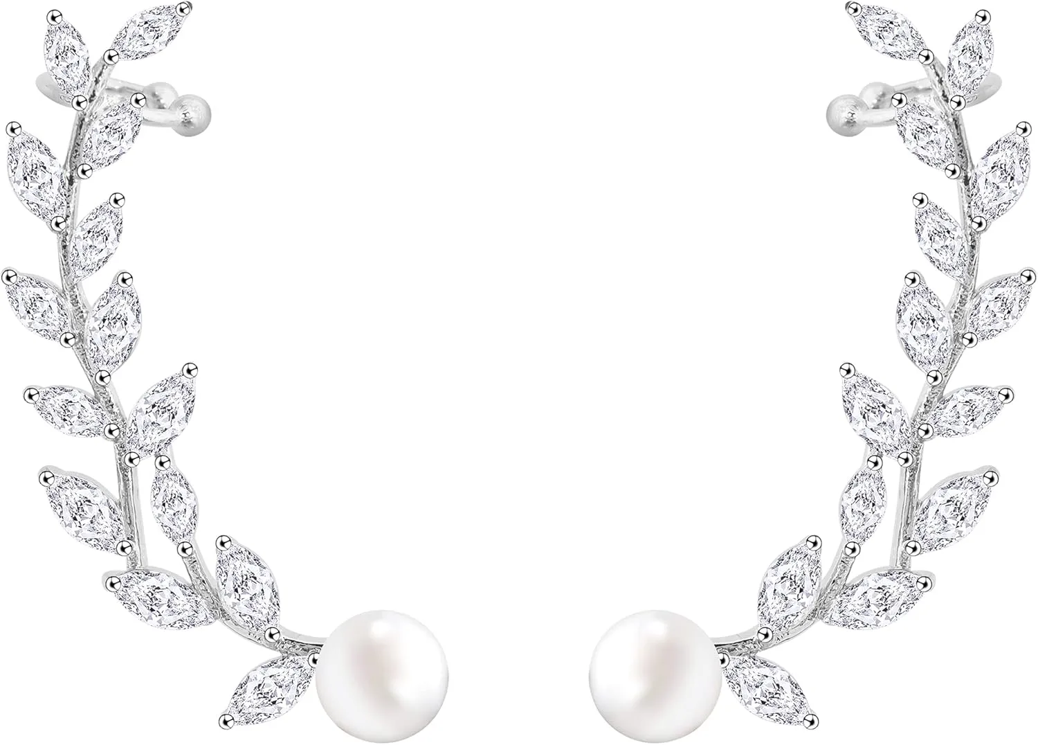 S925 Sterling Silver Post Stud Earrings for Women Cartilage Ear Cuffs Hoop Climbe Wedding Wraps Earrings for Women Drop Zircon Cuff