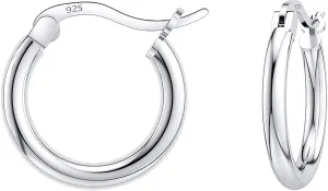 Savlano 925 Sterling silver Round Hoop Earrings for Women & Men Comes in 10MM-25MM