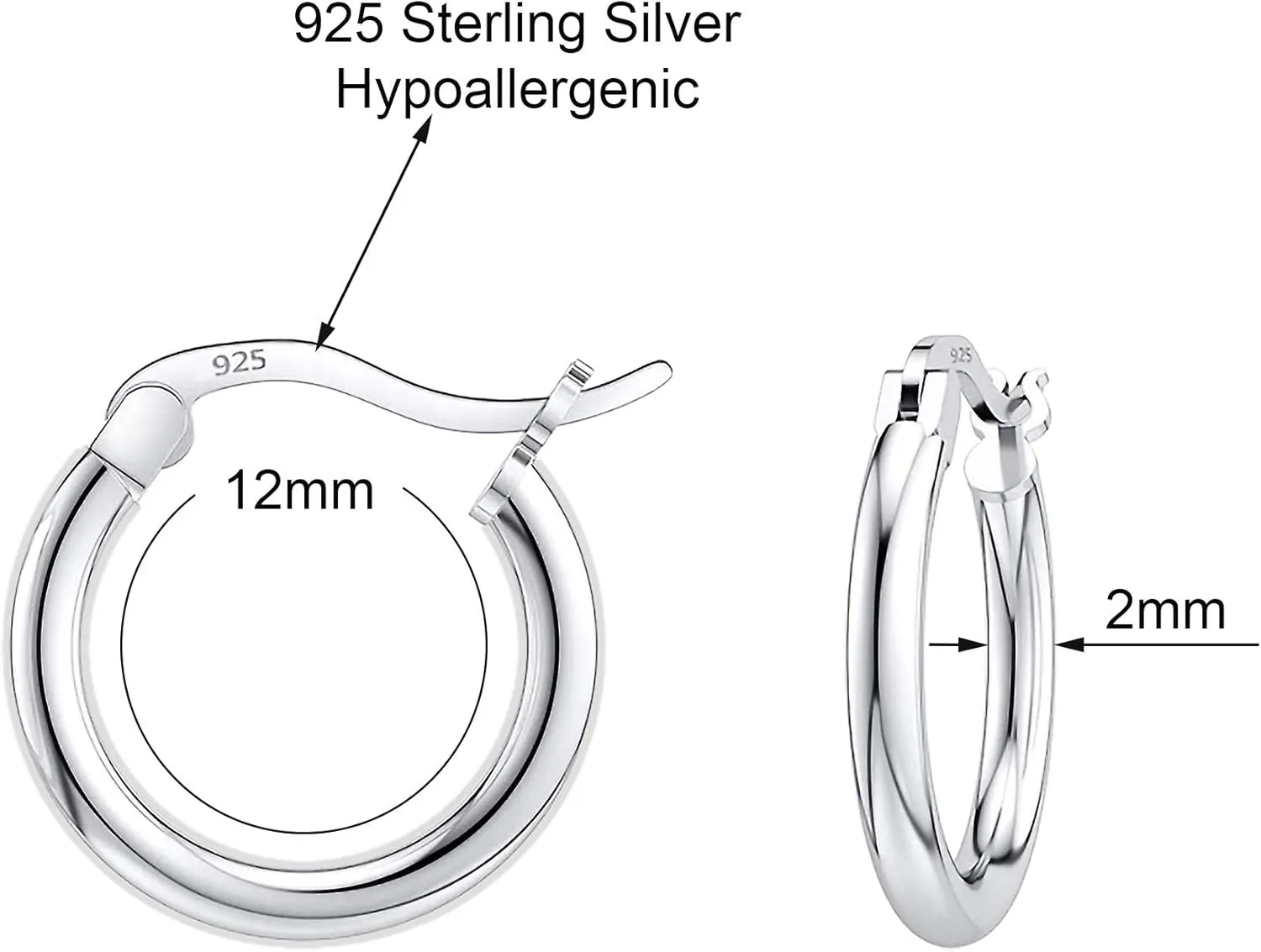 Savlano 925 Sterling silver Round Hoop Earrings for Women & Men Comes in 10MM-25MM