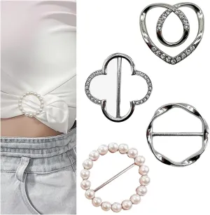 Scarf Ring Clip T-shirt Tie Clips for Women Metal Round Circle Shirt Clip Buckle Fashion Clothes Corner Knotted Button