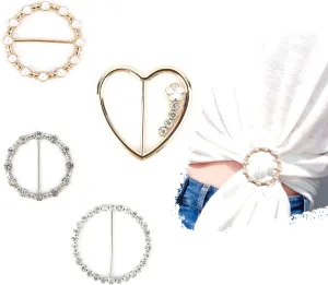 Scarf Ring Clip,4PCS T-Shirt Ties Clips,Shirt Clips For Women Clothing,Scarf Ring Gold,T-Shirt Clips For Women For The Side,Scarves For Women Lightweight Ring Clips,Metal Round Circle Clip Buckle