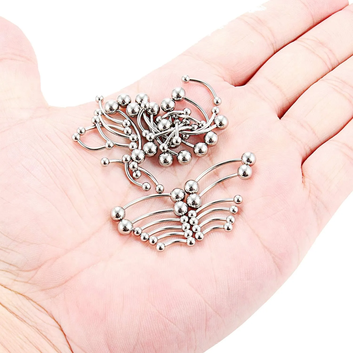 SCERRING 18-36PCS 16G Stainless Steel Eyebrow Tragus Helix Rook Daith Earrings Tongue Nipple Belly Lip Ring Barbell Body Piercing Jewelry 6-16mm