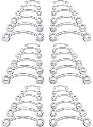 SCERRING 18-36PCS 16G Stainless Steel Eyebrow Tragus Helix Rook Daith Earrings Tongue Nipple Belly Lip Ring Barbell Body Piercing Jewelry 6-16mm
