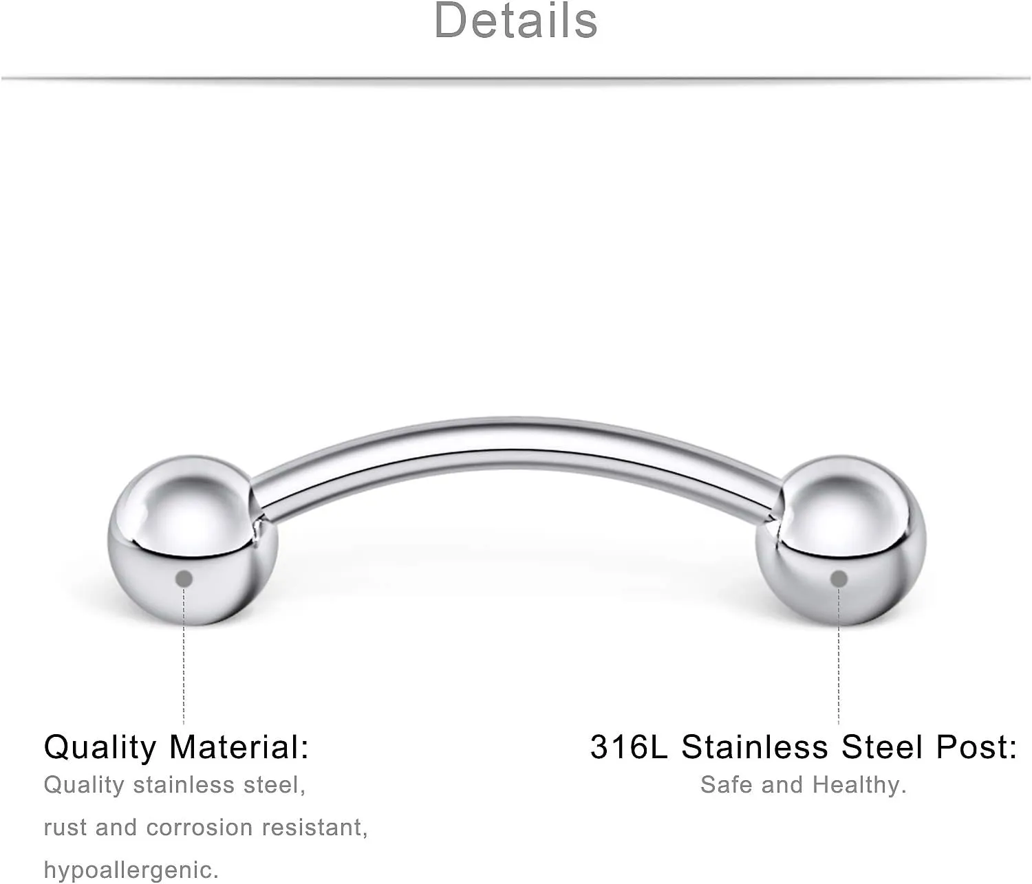 SCERRING 18-36PCS 16G Stainless Steel Eyebrow Tragus Helix Rook Daith Earrings Tongue Nipple Belly Lip Ring Barbell Body Piercing Jewelry 6-16mm