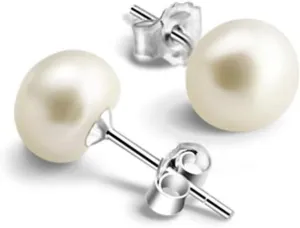 Shell Pearl Earrings Infinite U Womens 925 Sterling Silver Cuffs Wraps Earrings Studs for Women Girls (Stud)