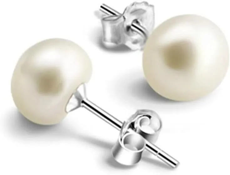 Shell Pearl Earrings Infinite U Womens 925 Sterling Silver Cuffs Wraps Earrings Studs for Women Girls (Stud)