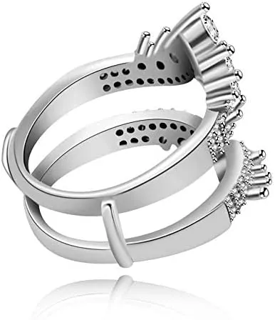 Simulated Diamond Princess Crown Ring Wraps and Enhancers Wedding Engagement Rings Guard Enhancer Y477-2D