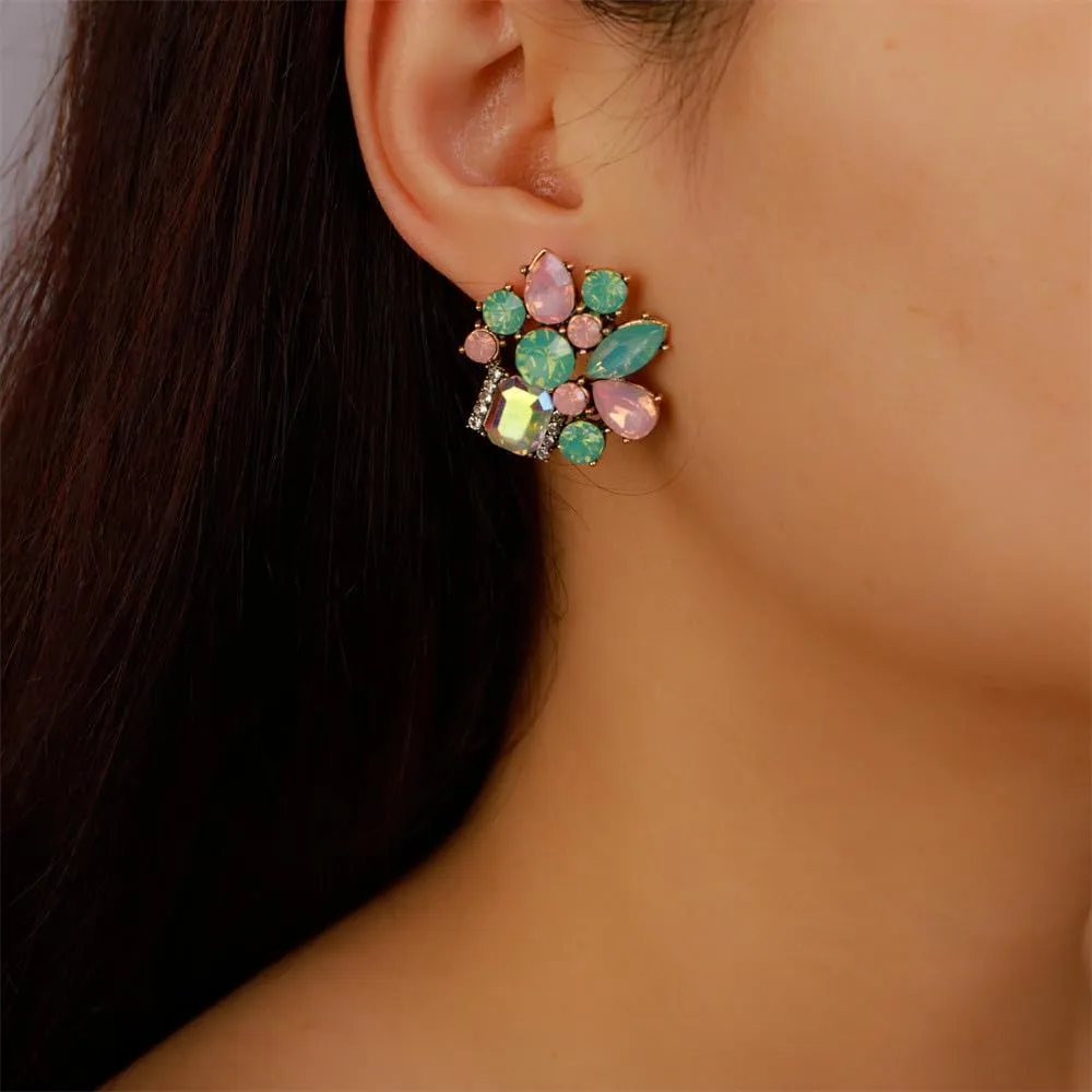 Sither Color Crystal Earrings for Women Boho Crystal Studs Earrings Boho Rhinestone Earrings Jewelry for Prom Party Halloween Christmas Gift