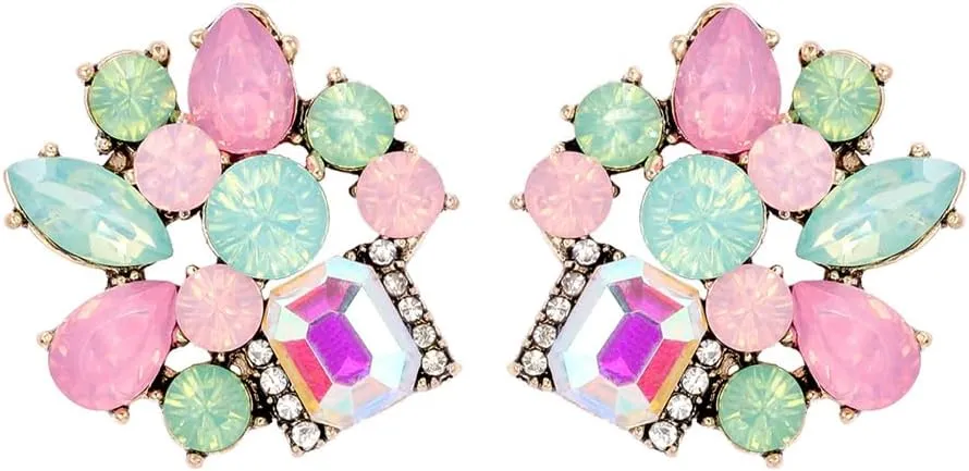 Sither Color Crystal Earrings for Women Boho Crystal Studs Earrings Boho Rhinestone Earrings Jewelry for Prom Party Halloween Christmas Gift