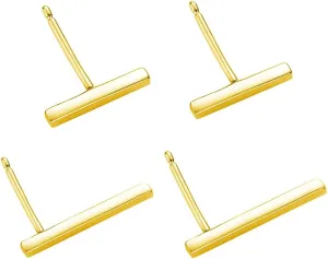 SLUYNZ 925 Sterling Silver Bar Studs Earrings Set for Women Two Pairs of Square Flat Bar Earrings Studs