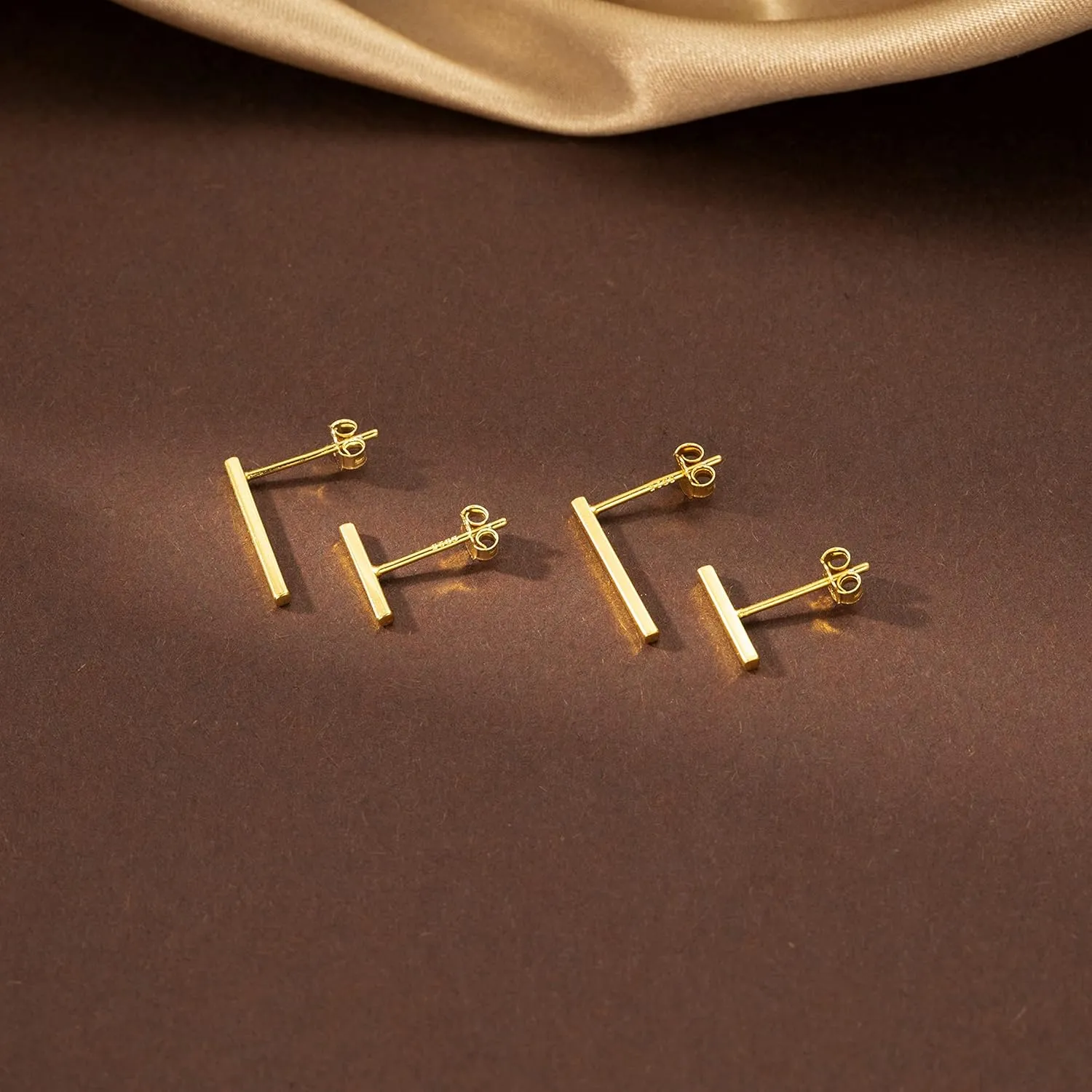 SLUYNZ 925 Sterling Silver Bar Studs Earrings Set for Women Two Pairs of Square Flat Bar Earrings Studs