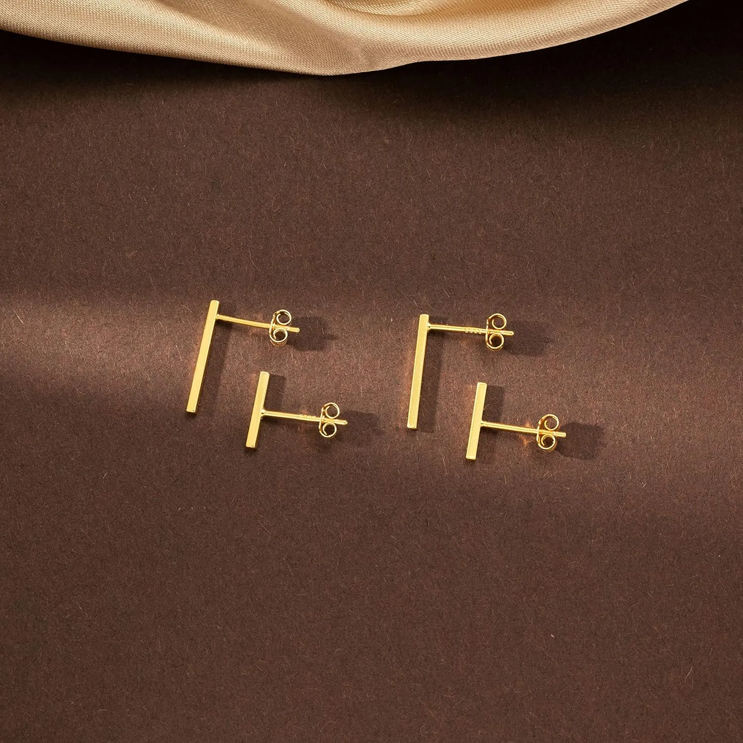 SLUYNZ 925 Sterling Silver Bar Studs Earrings Set for Women Two Pairs of Square Flat Bar Earrings Studs