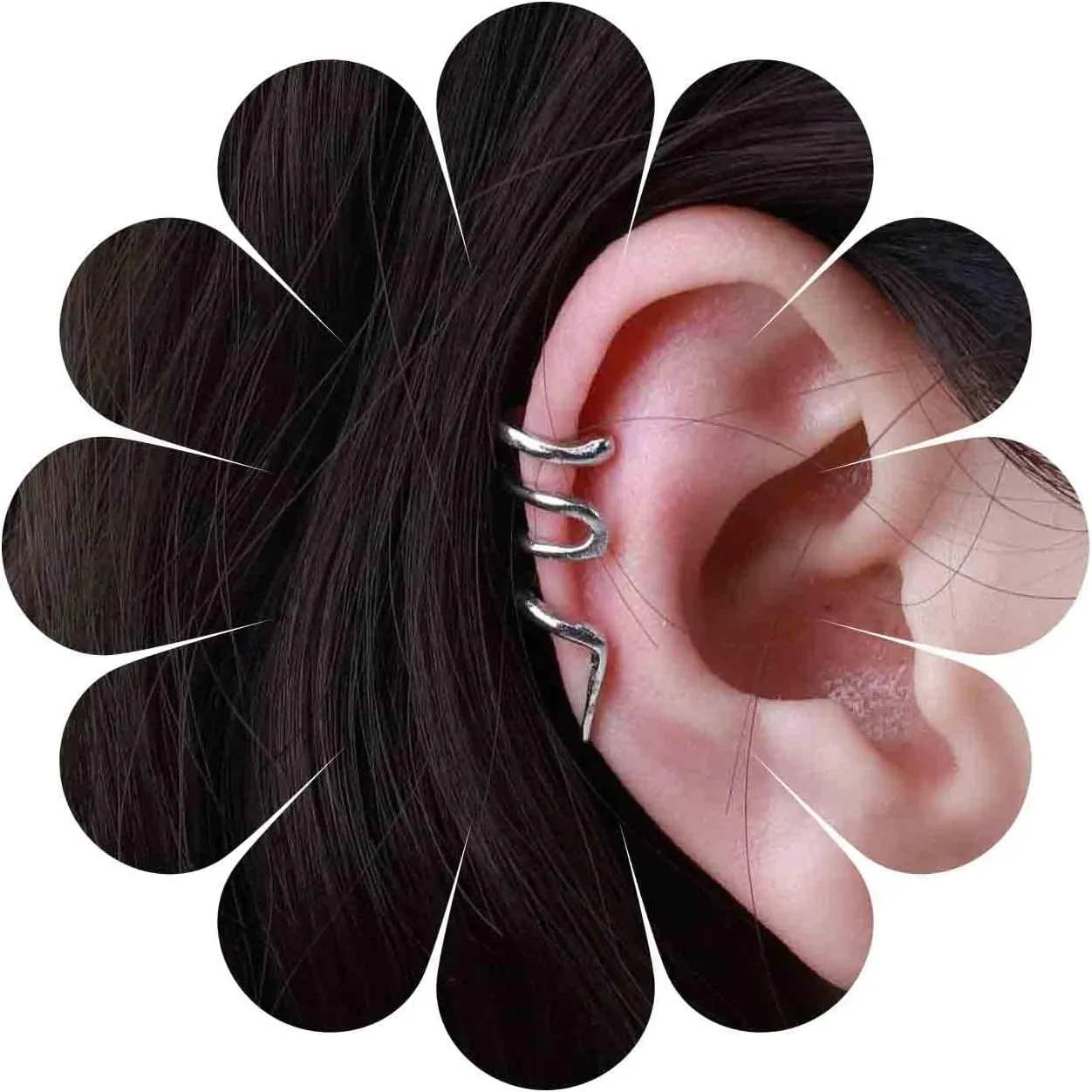 Snake Cartilage Wrap Earrings Silver Snake Conch Ear Cuff Earrings Serpent Clip on Cartilage Earring Punk Non Pierced Earrings Jewelry for Women