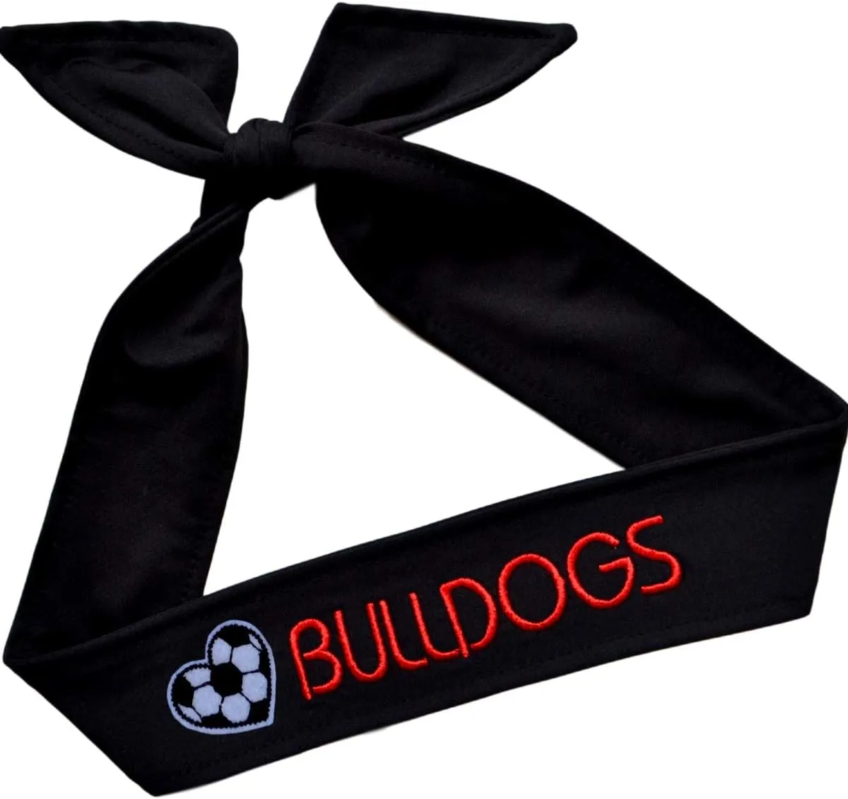 Soccer Headband Moisture Wicking TIE Back Personalized with Embroidered Heart and Custom Name
