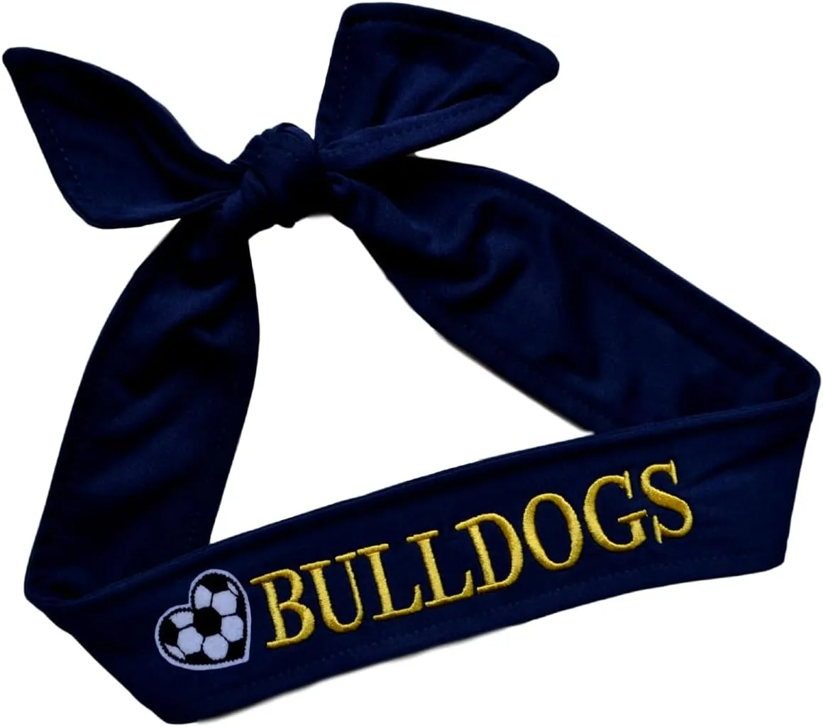 Soccer Headband Moisture Wicking TIE Back Personalized with Embroidered Heart and Custom Name