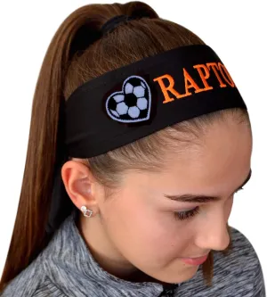 Soccer Headband Moisture Wicking TIE Back Personalized with Embroidered Heart and Custom Name