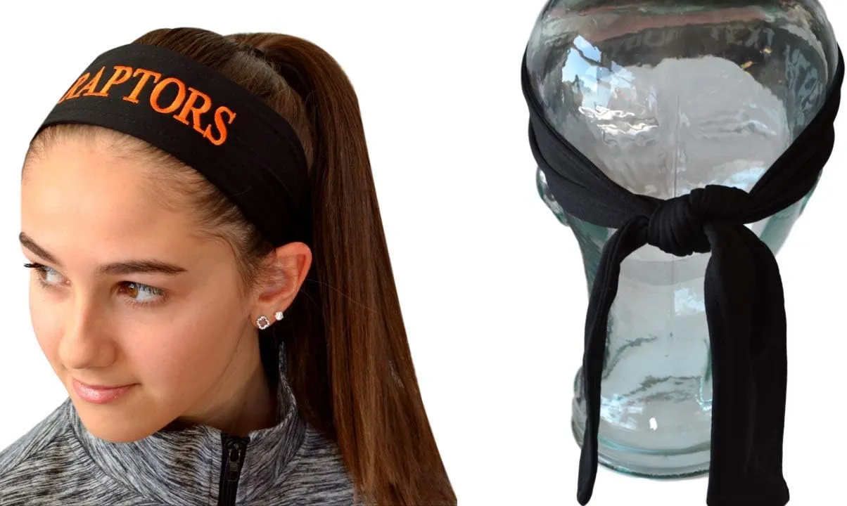 Soccer Headband Moisture Wicking TIE Back Personalized with Embroidered Heart and Custom Name