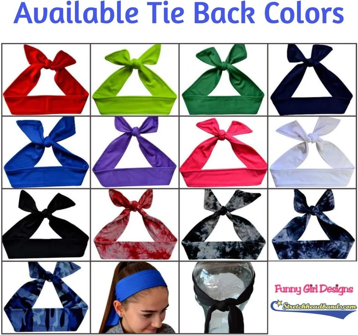 Soccer Headband Moisture Wicking TIE Back Personalized with Embroidered Heart and Custom Name