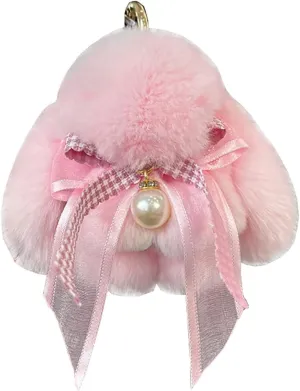 Soft Fluffy Rabbit Keychain Cute Plush Key Rings Faux Fur Keyring Pompom Keychain Decoration