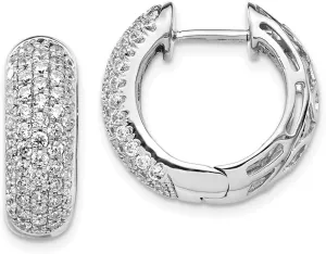 Solid Real 14k White Gold Diamond Hinged Hoop Huggie Earrings - 19mm x 18mm (1.926 cttw.)