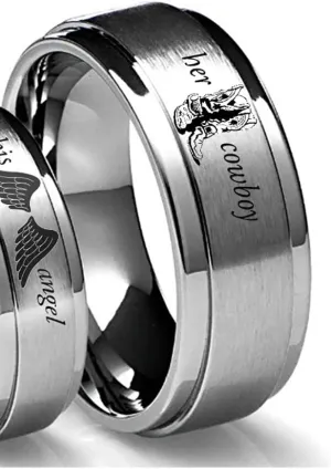Southern Designs Her Cowboy Rings in Silver That Matches His Angel Couples Rings (12)